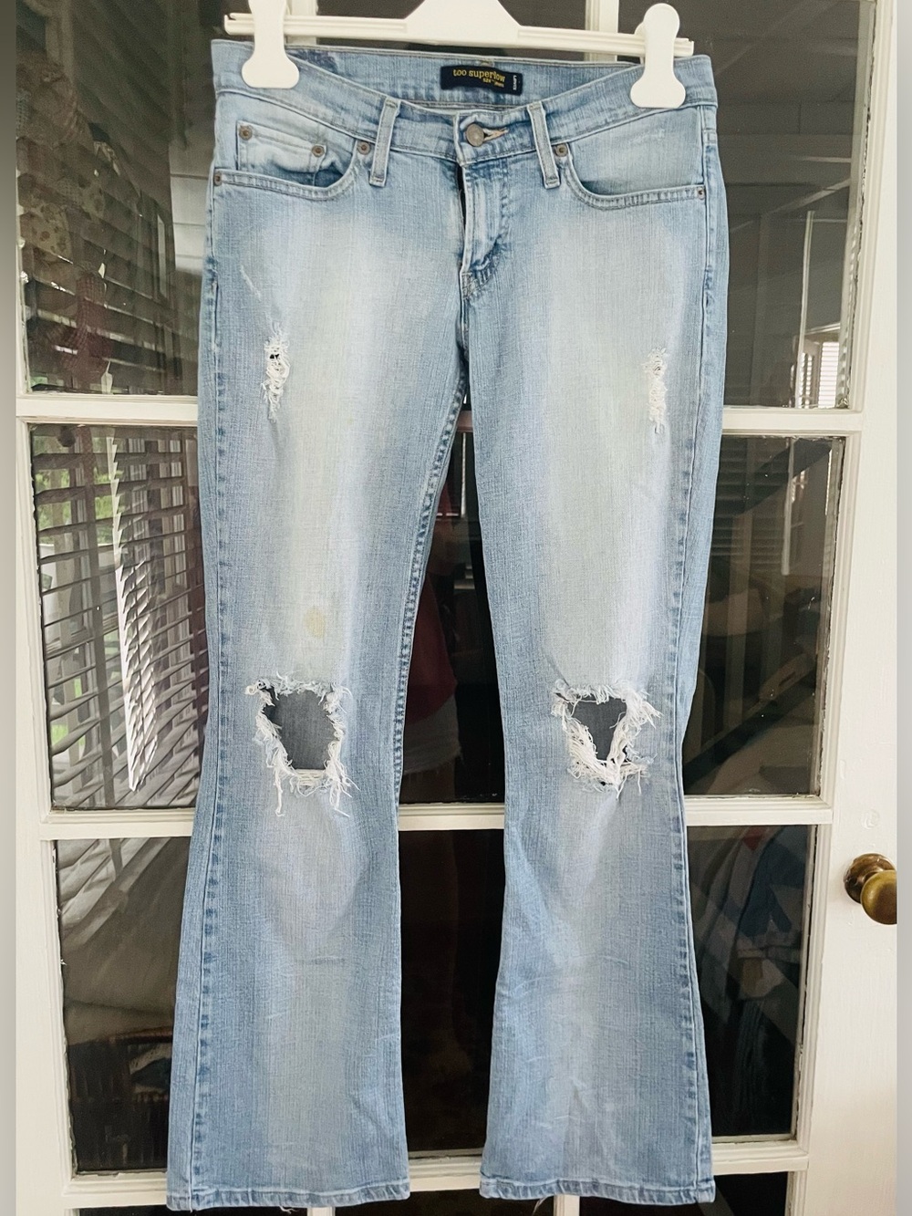 Levi’s 524 Jeans too superlow Size 7 Medium Distressed Bootcut/Flare Y2K  2000sk